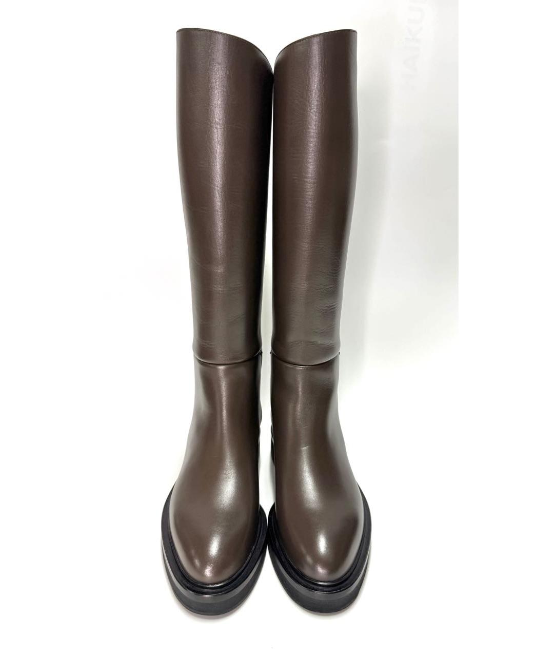 KHAITE Коричневые кожаные сапоги, фото 2