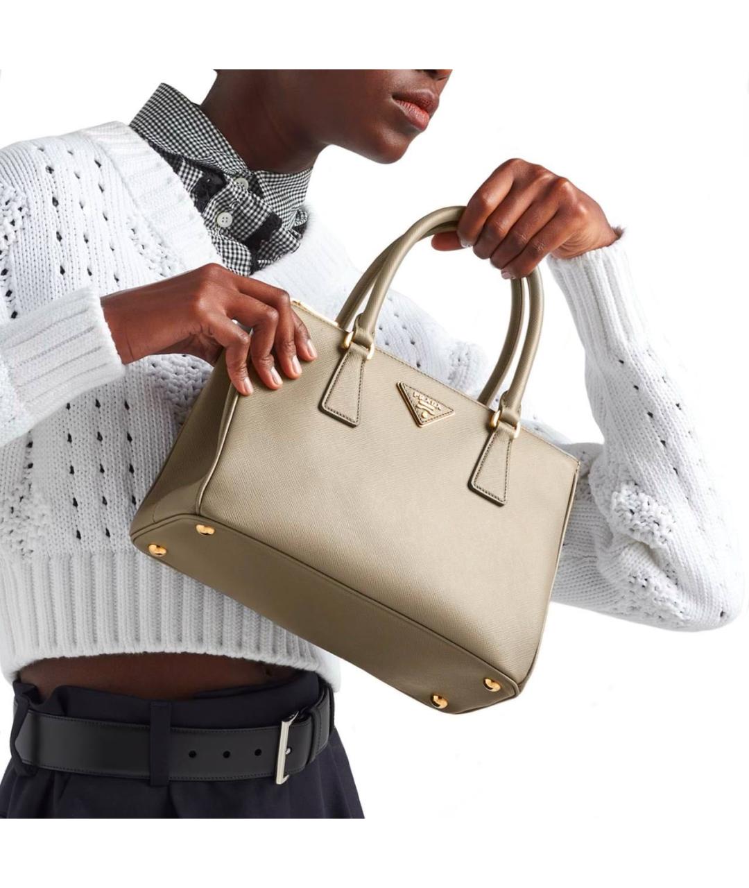 PRADA Серая кожаная сумка тоут, фото 3