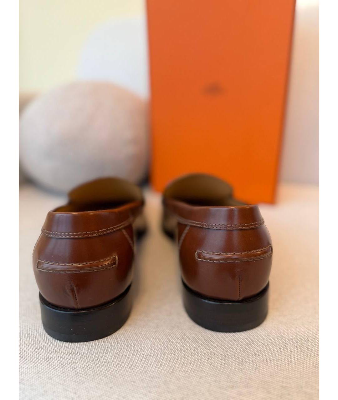 HERMES Коричневые кожаные лоферы, фото 3