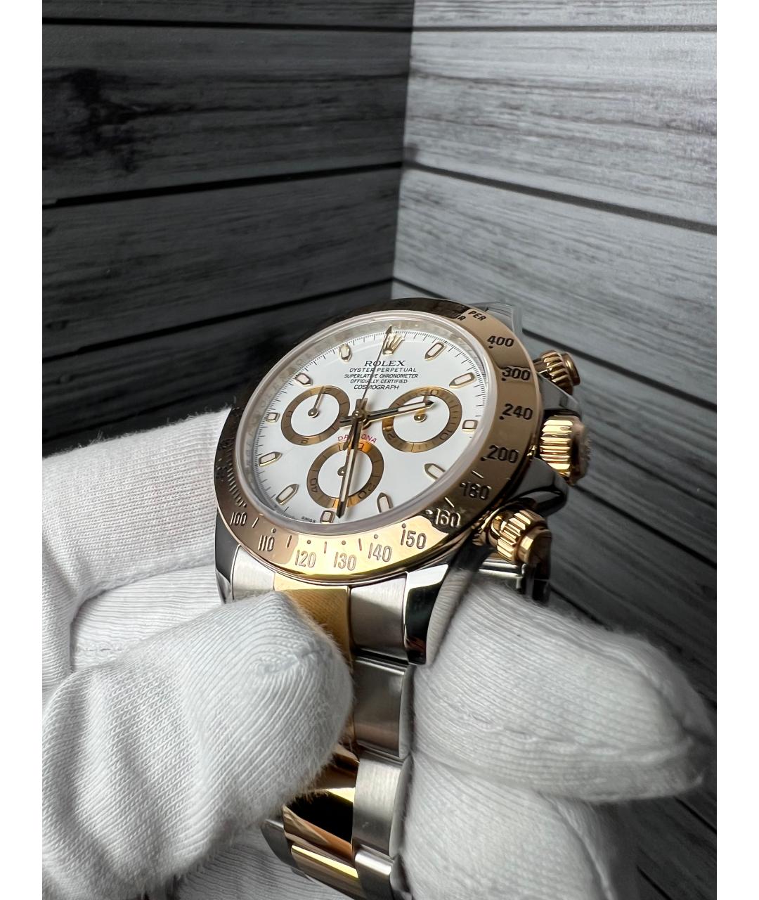 ROLEX Белые часы из желтого золота, фото 4