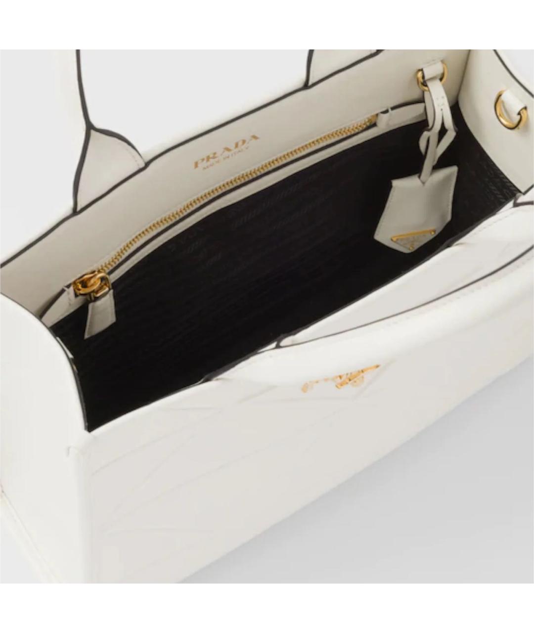 PRADA Белая кожаная сумка с короткими ручками, фото 3