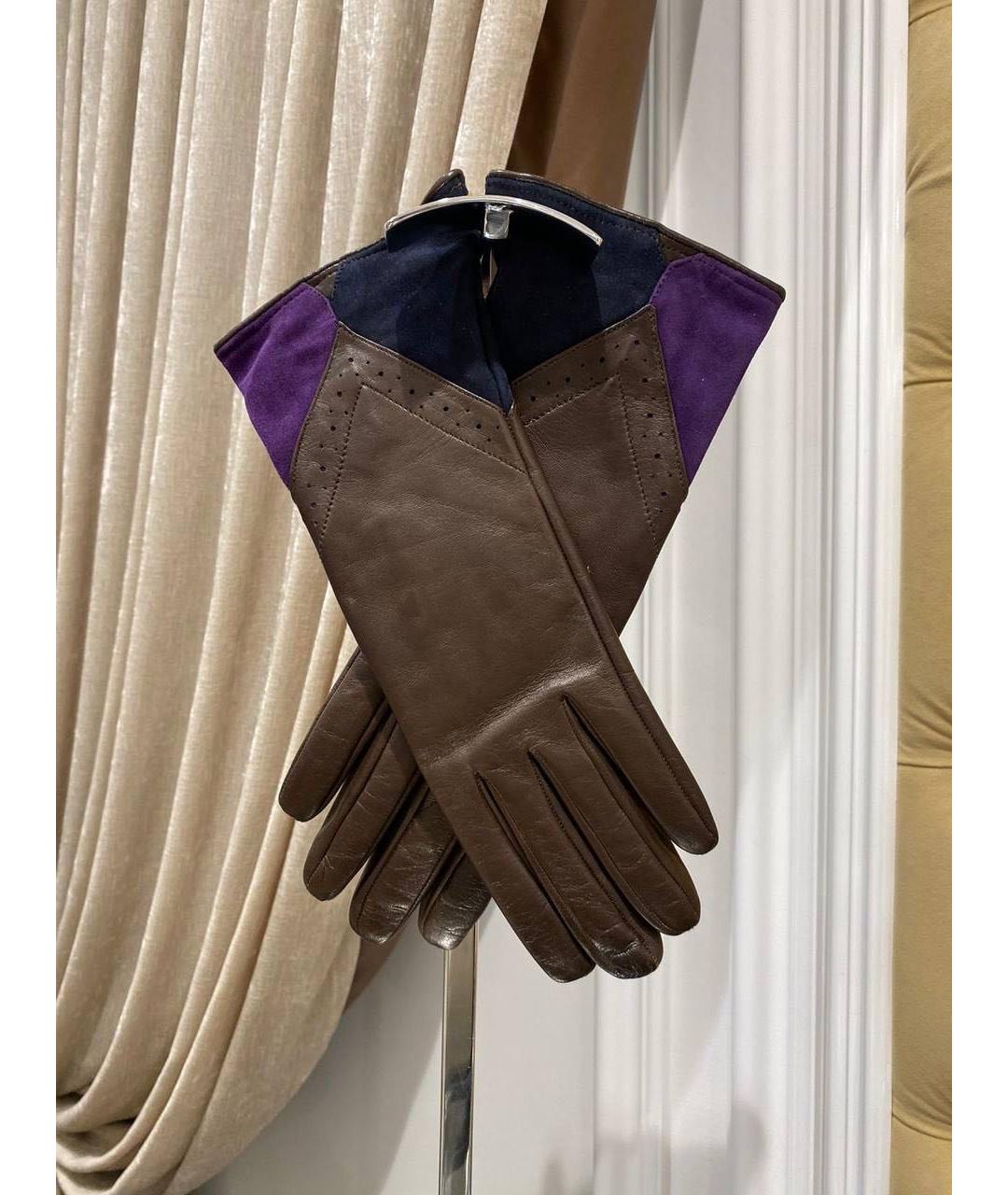 ETRO Коричневые кожаные перчатки, фото 4