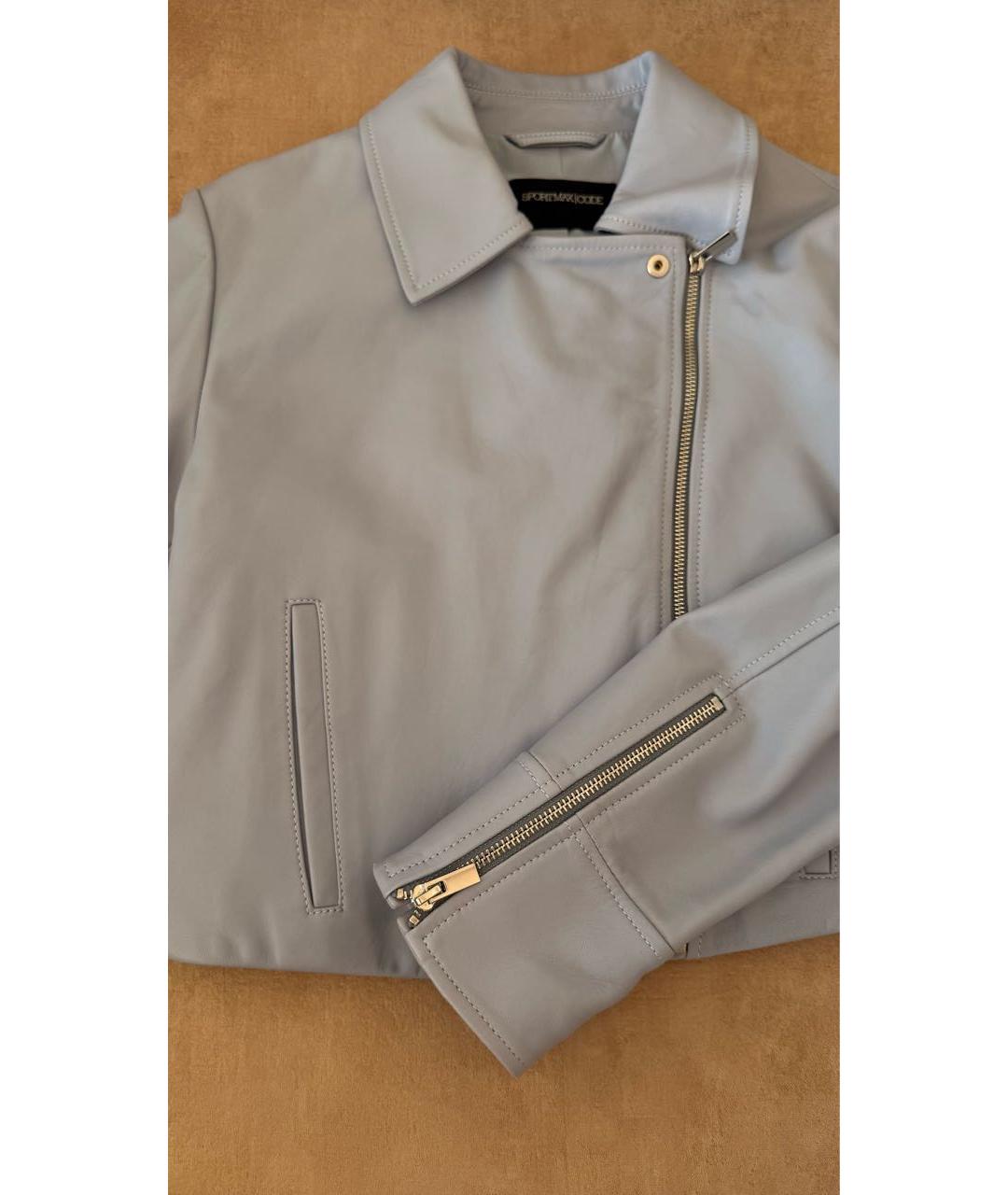 SPORTMAX Голубая кожаная куртка, фото 5