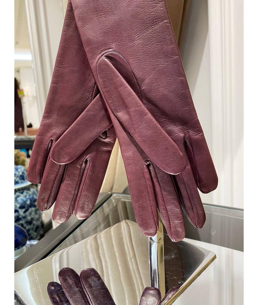 ETRO Бордовые кожаные перчатки, фото 2