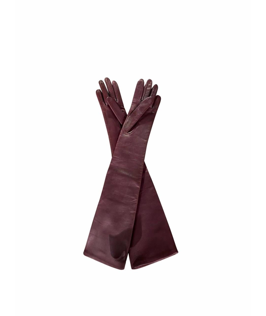 ETRO Бордовые кожаные перчатки, фото 1