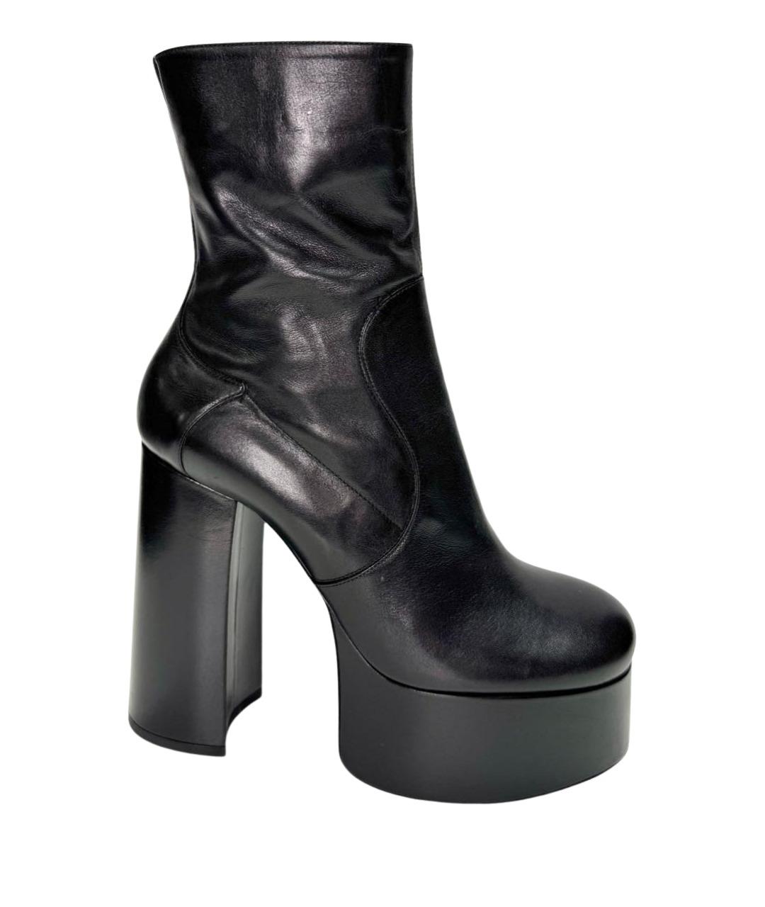 SAINT LAURENT Черные кожаные ботильоны, фото 1