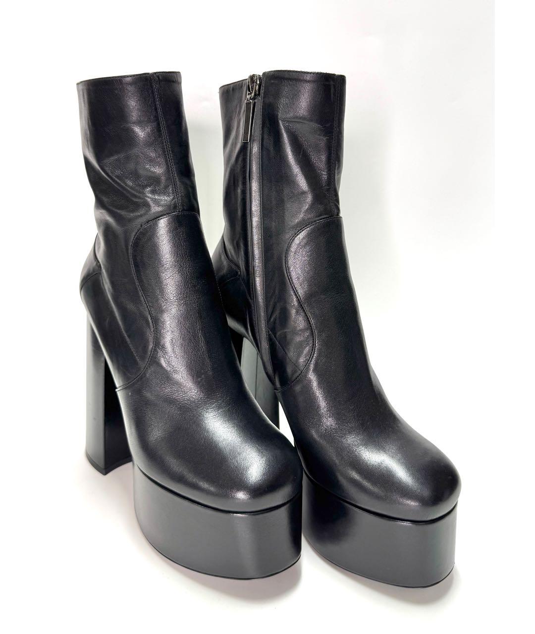 SAINT LAURENT Черные кожаные ботильоны, фото 3