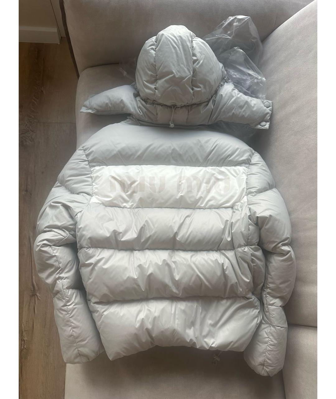 MIU MIU Серый полиэстеровый пуховик, фото 2