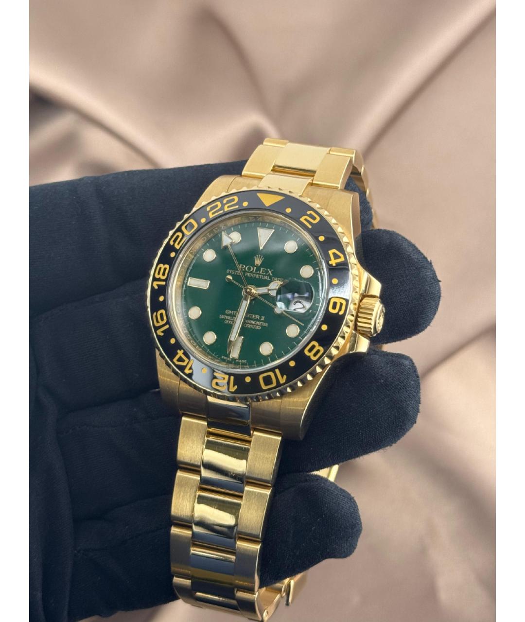 ROLEX Зеленые часы из желтого золота, фото 2