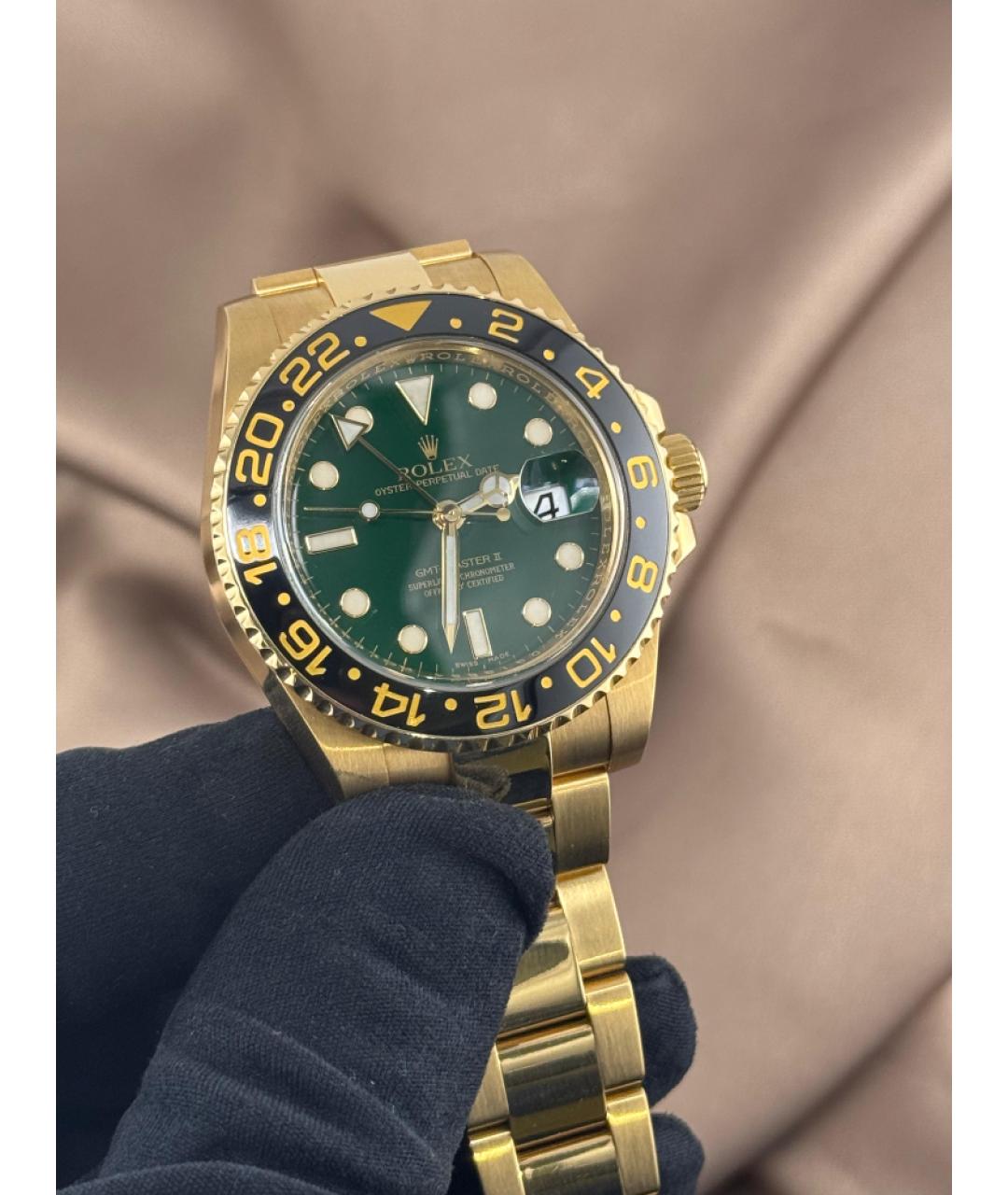 ROLEX Зеленые часы из желтого золота, фото 3