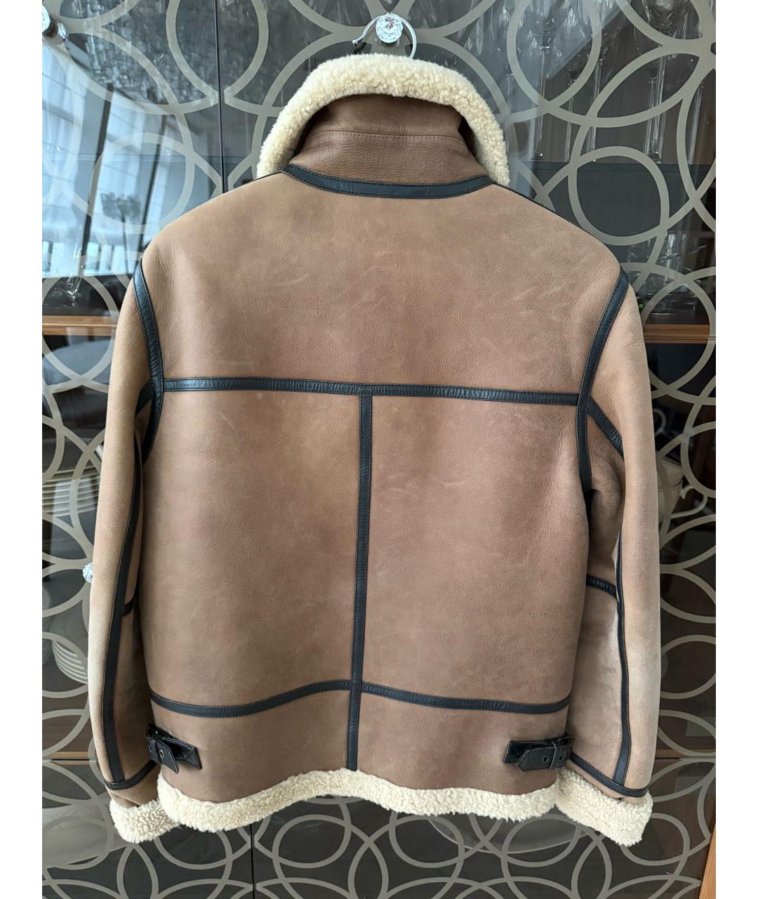 SAINT LAURENT Бежевая кожаная дубленка, фото 2