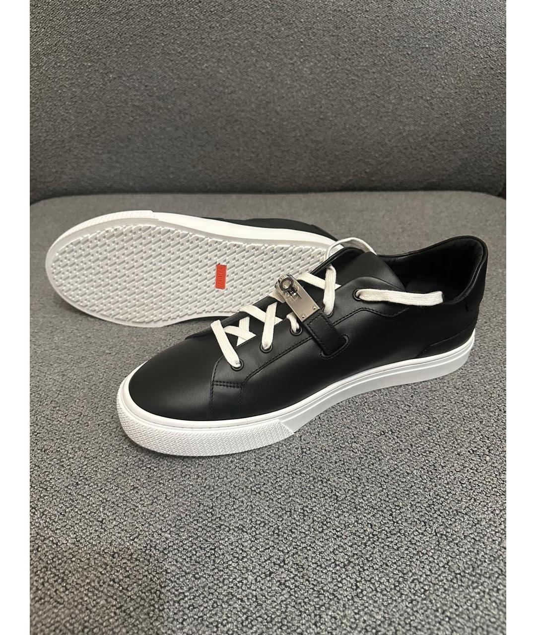 HERMES Черные кожаные низкие кроссовки / кеды, фото 3