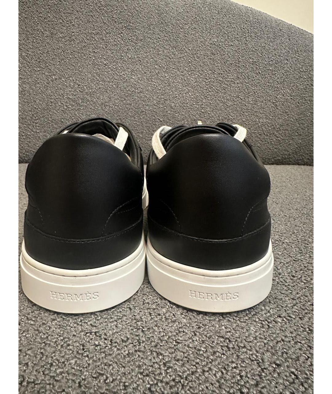 HERMES Черные кожаные низкие кроссовки / кеды, фото 4