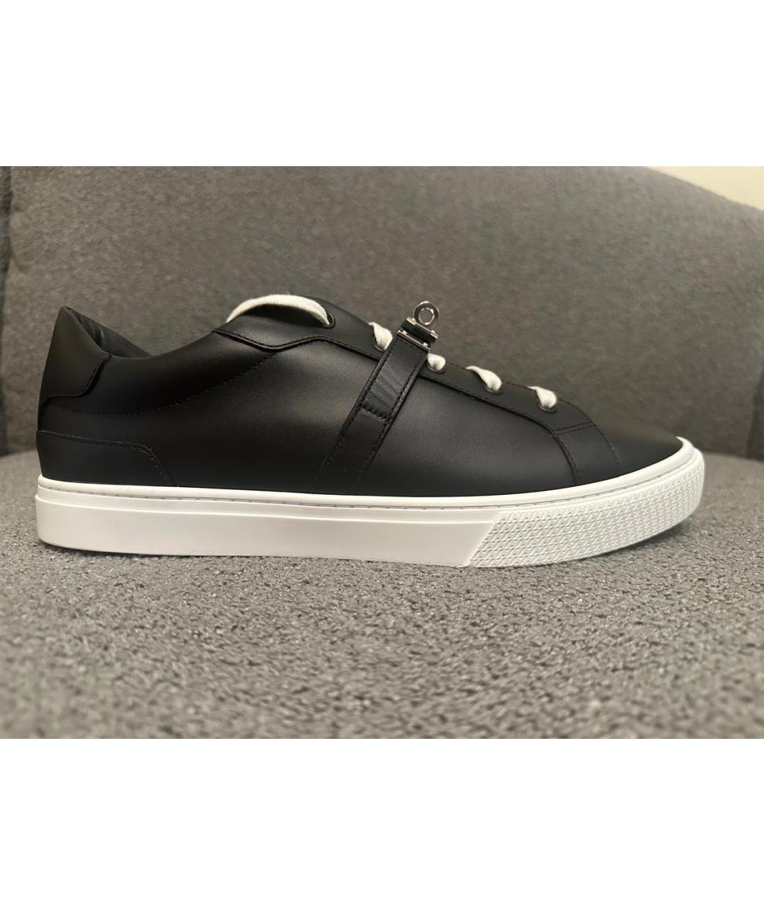 HERMES Черные кожаные низкие кроссовки / кеды, фото 5