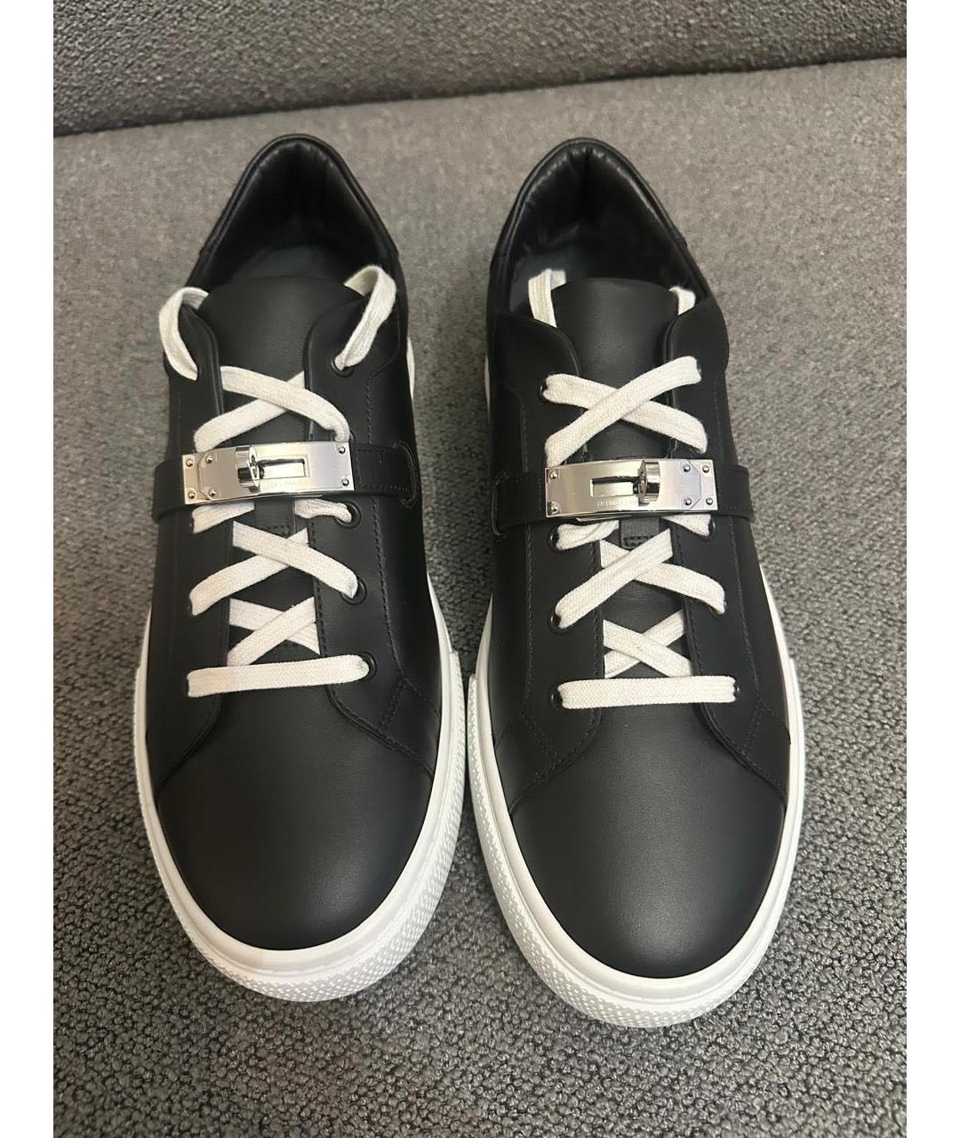HERMES Черные кожаные низкие кроссовки / кеды, фото 2