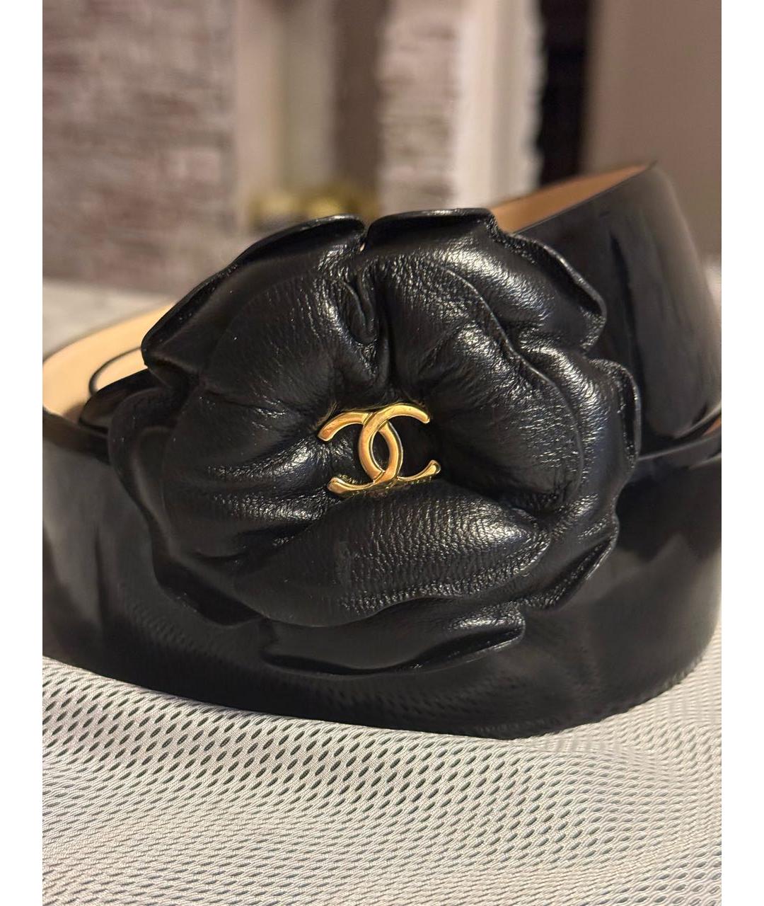 CHANEL Черный ремень из лакированной кожи, фото 5