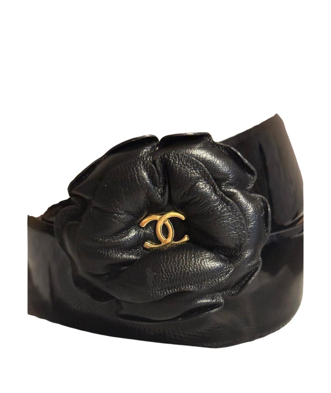 CHANEL Черный ремень из лакированной кожи, фото 1