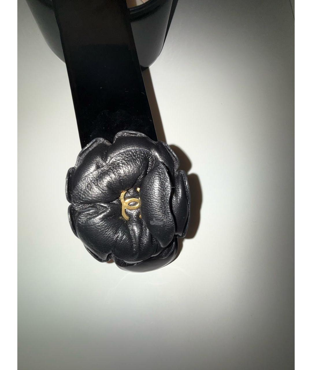 CHANEL Черный ремень из лакированной кожи, фото 2