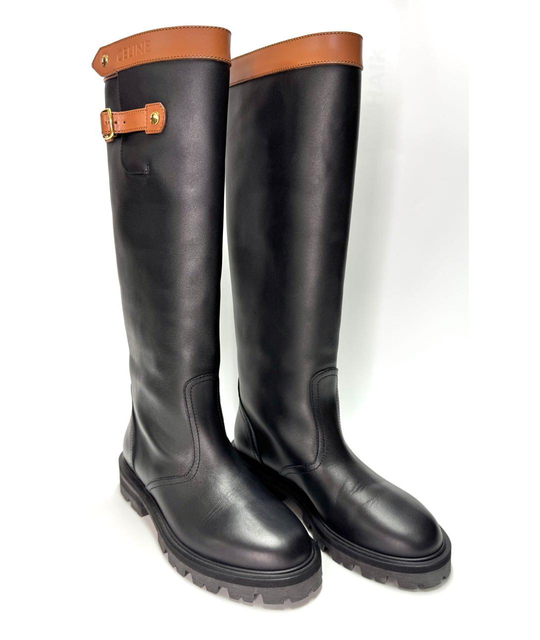 CELINE Черные кожаные сапоги, фото 3