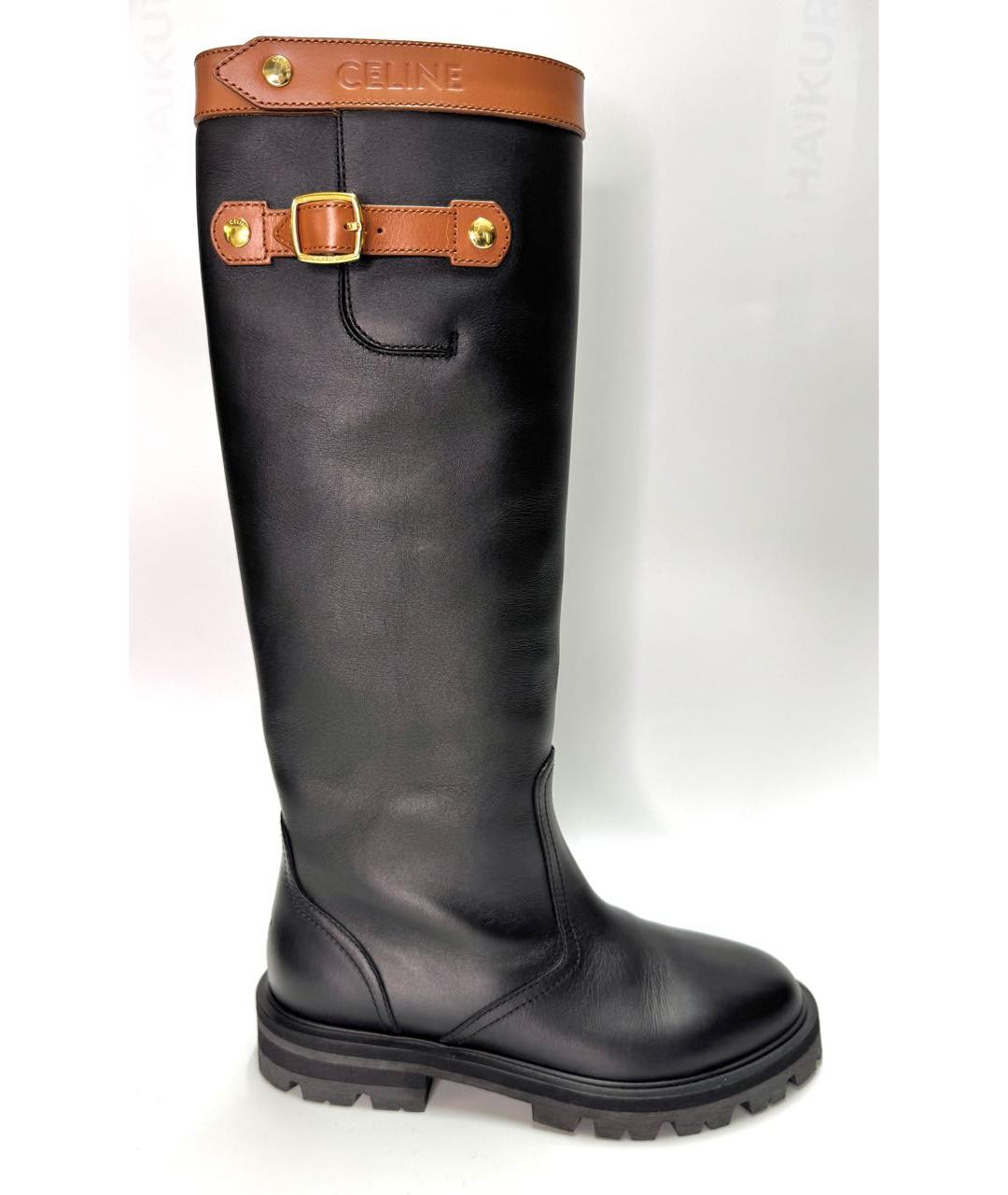 CELINE Черные кожаные сапоги, фото 5