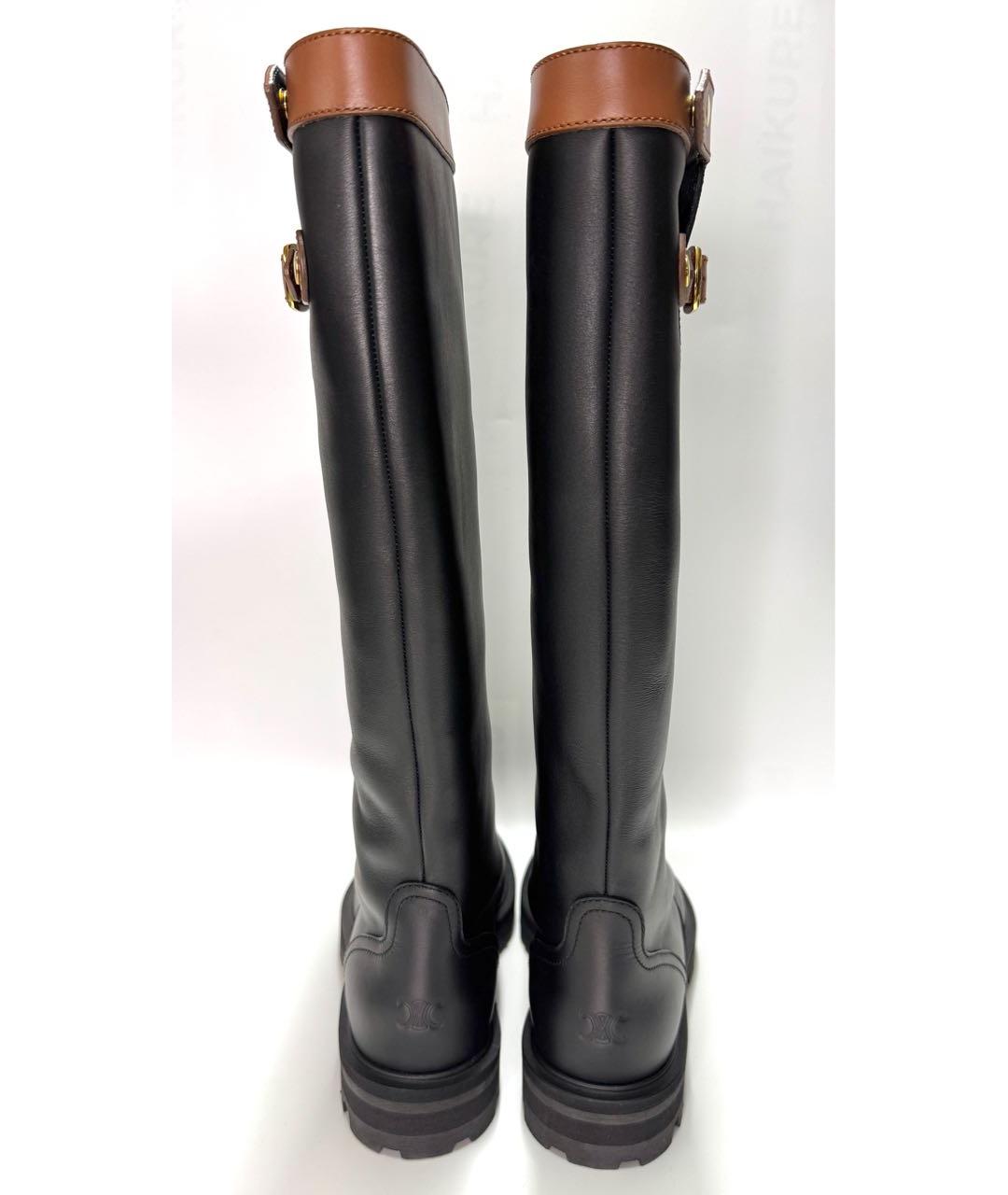 CELINE Черные кожаные сапоги, фото 4