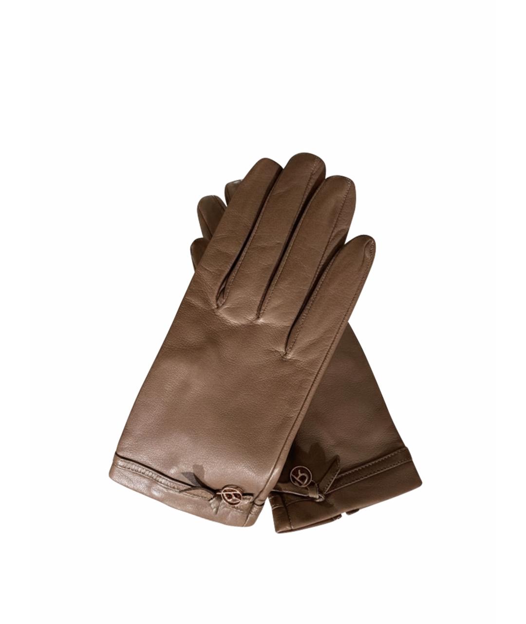RINDI Коричневые кожаные перчатки, фото 1