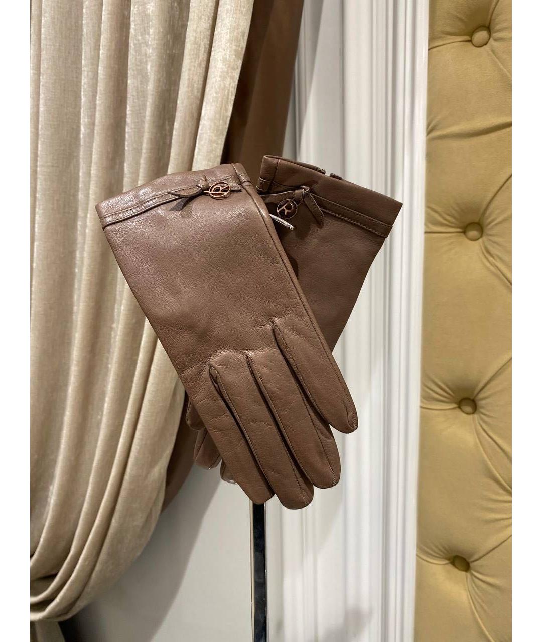 RINDI Коричневые кожаные перчатки, фото 4
