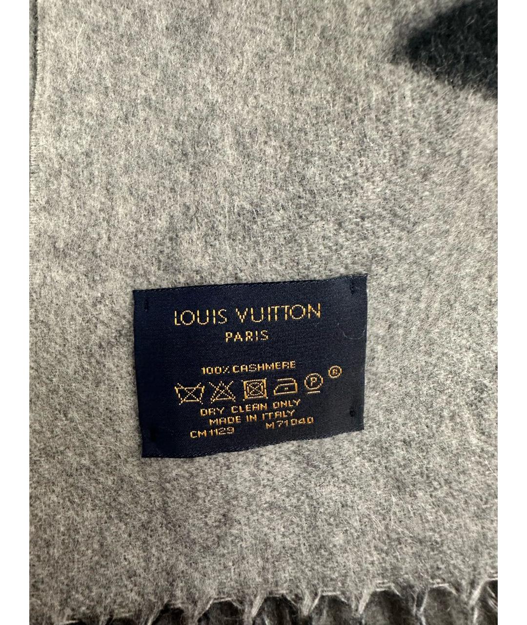 LOUIS VUITTON Черный кашемировый шарф, фото 2