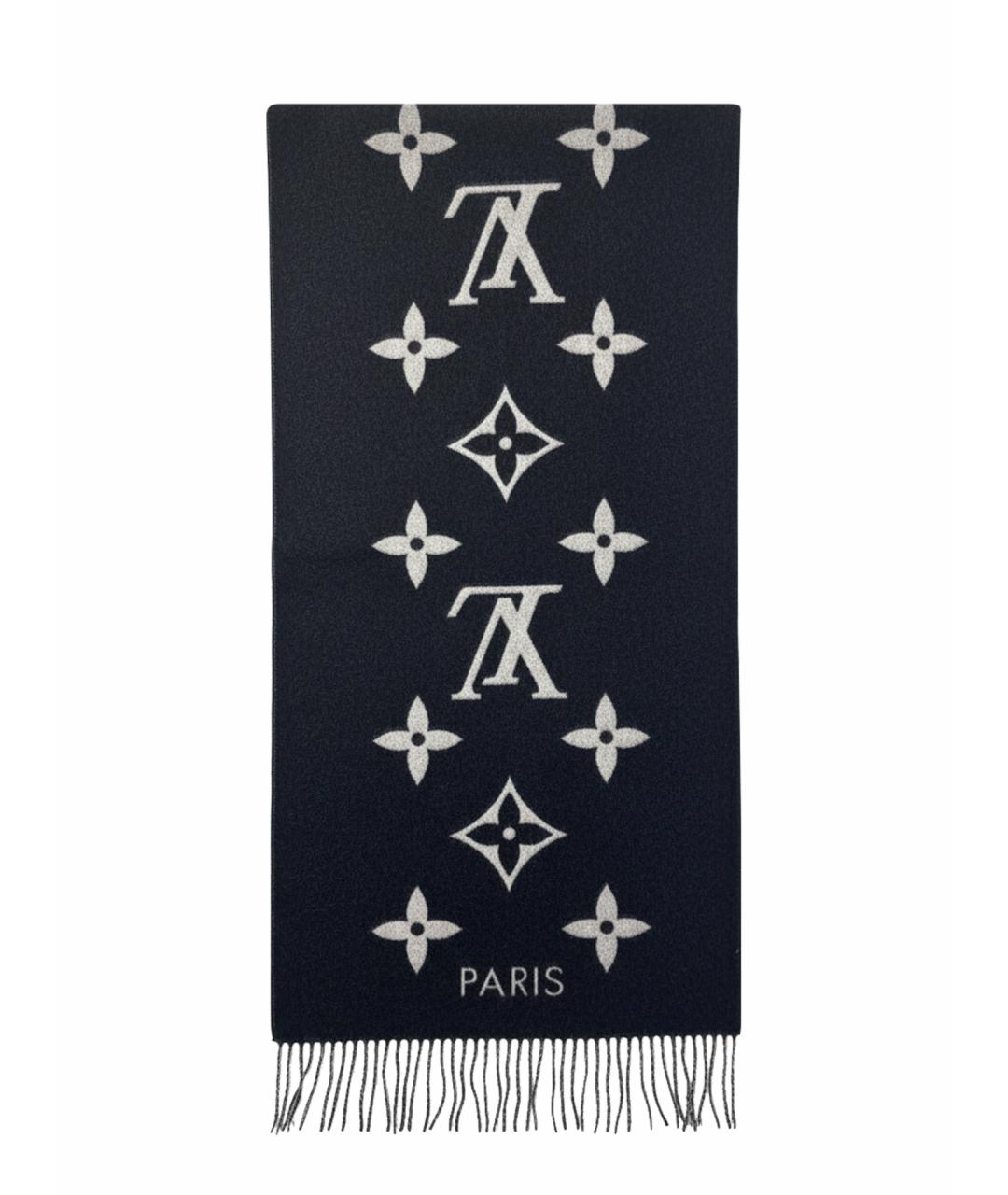 LOUIS VUITTON Черный кашемировый шарф, фото 1