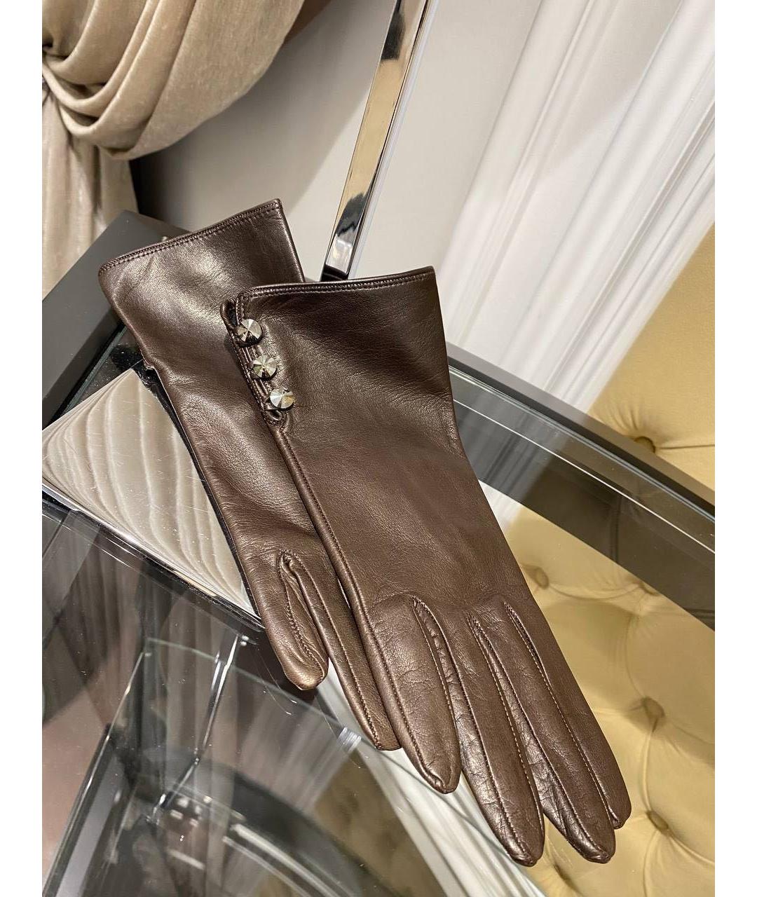 RINDI Коричневые кожаные перчатки, фото 4