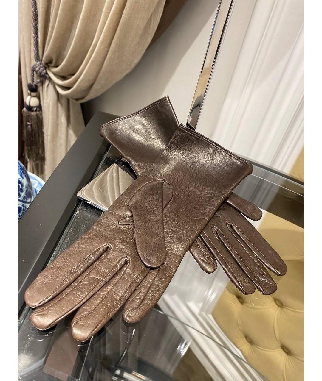 RINDI Коричневые кожаные перчатки, фото 2