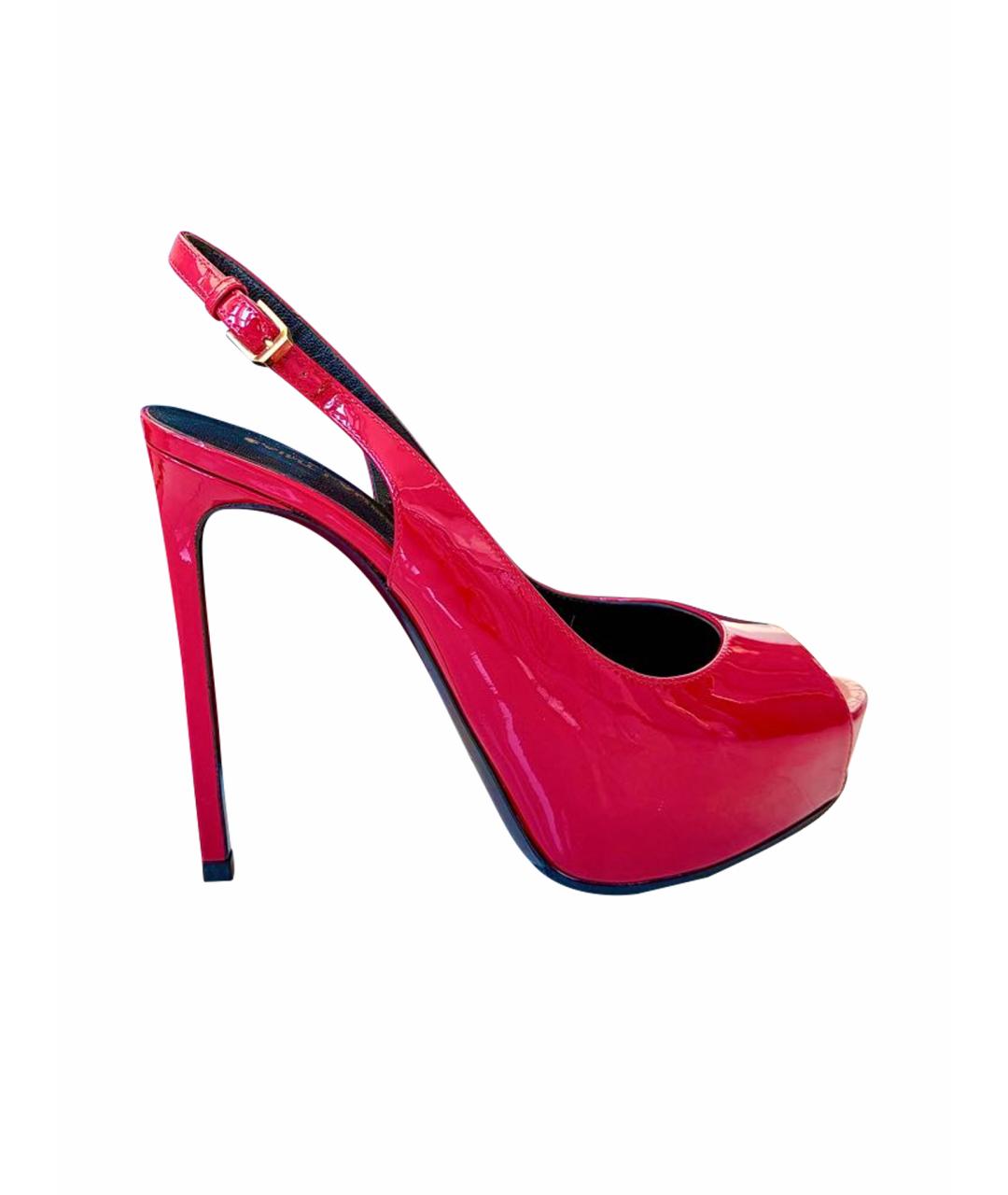 SAINT LAURENT Красные босоножки из лакированной кожи, фото 1