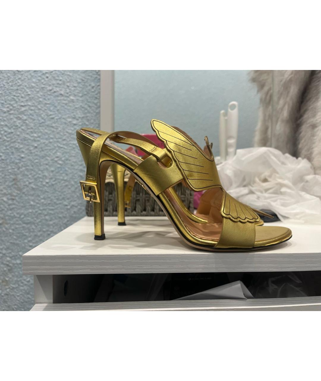 CHARLOTTE OLYMPIA Золотые кожаные туфли, фото 7