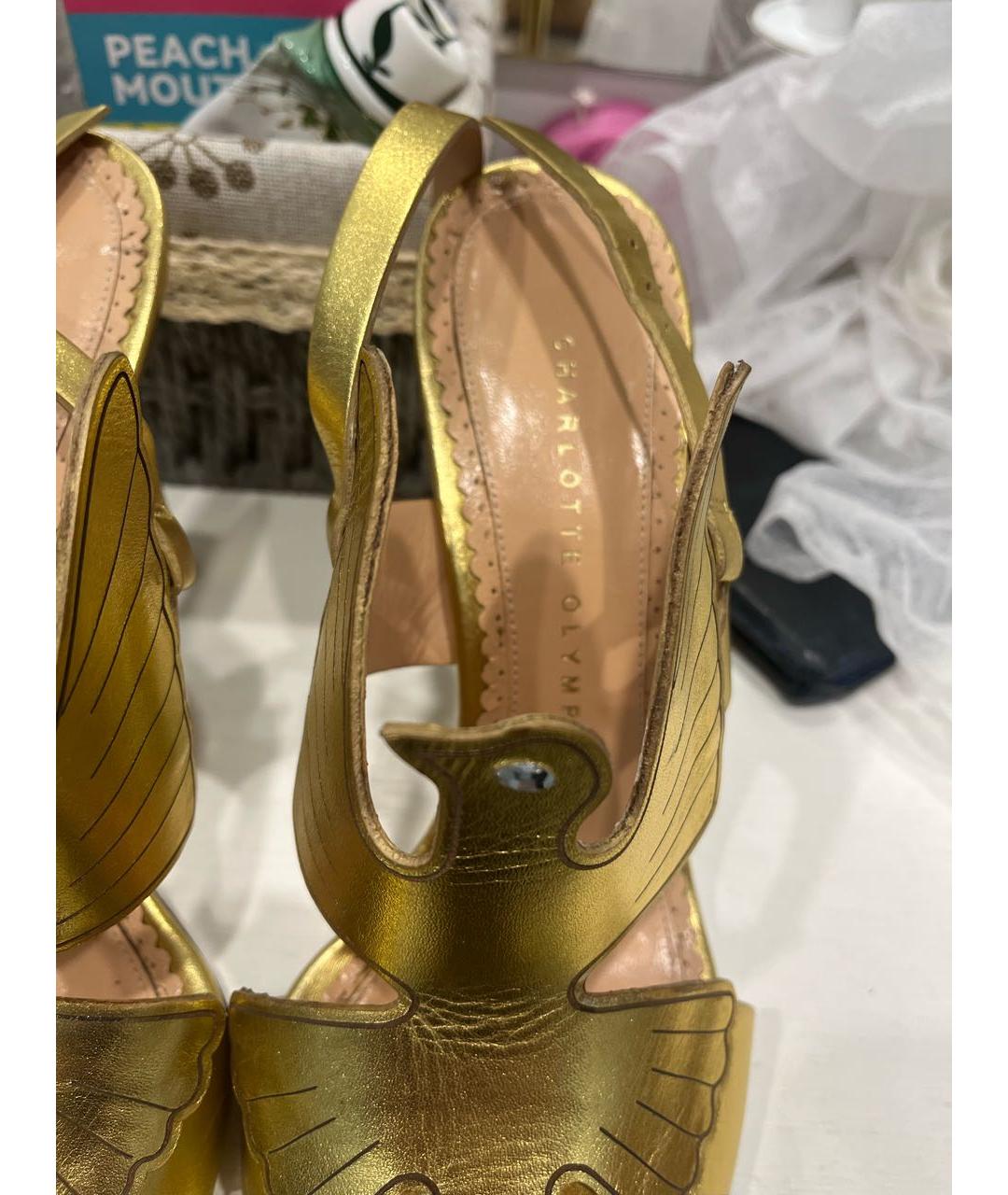 CHARLOTTE OLYMPIA Золотые кожаные туфли, фото 5