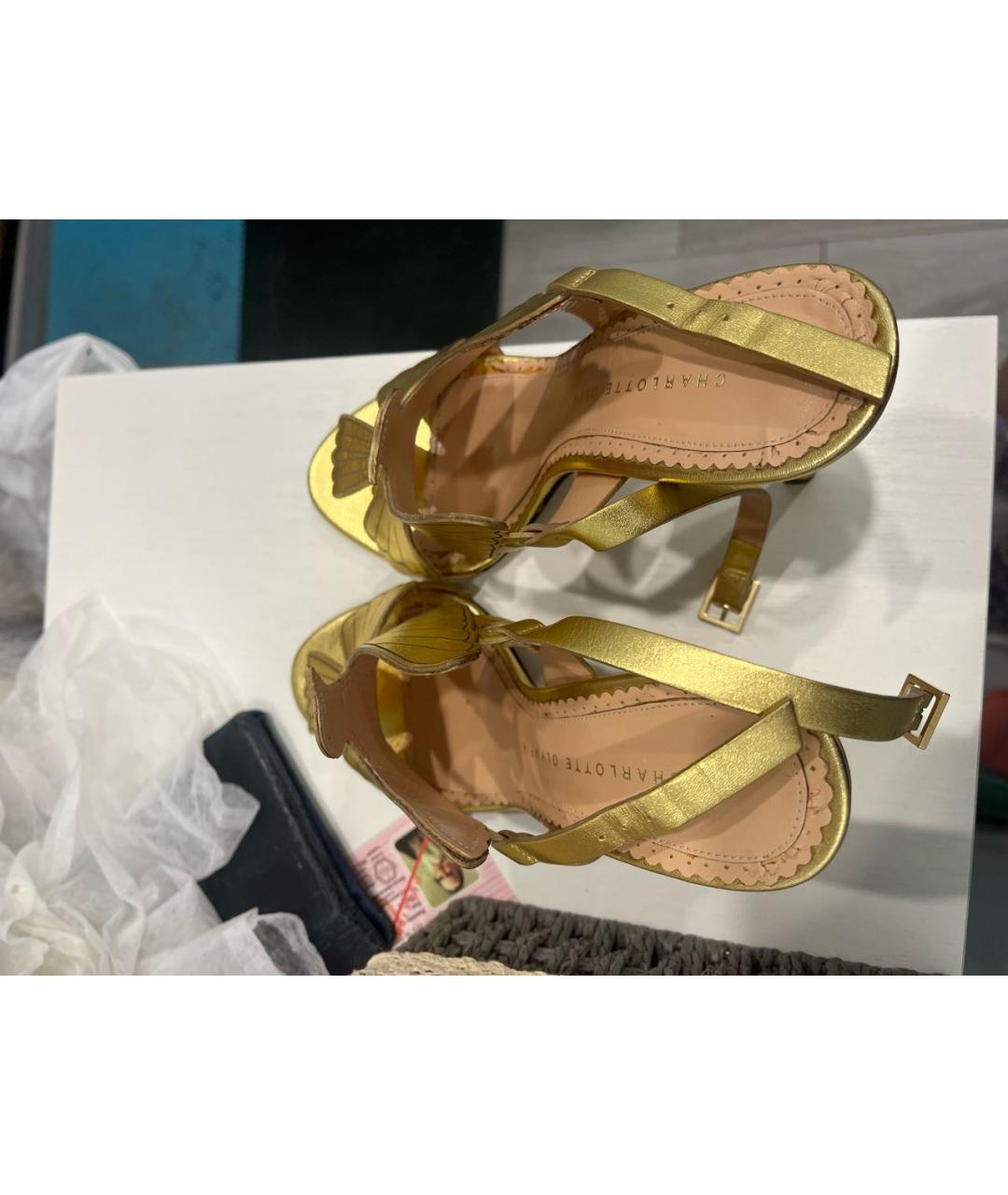 CHARLOTTE OLYMPIA Золотые кожаные туфли, фото 3