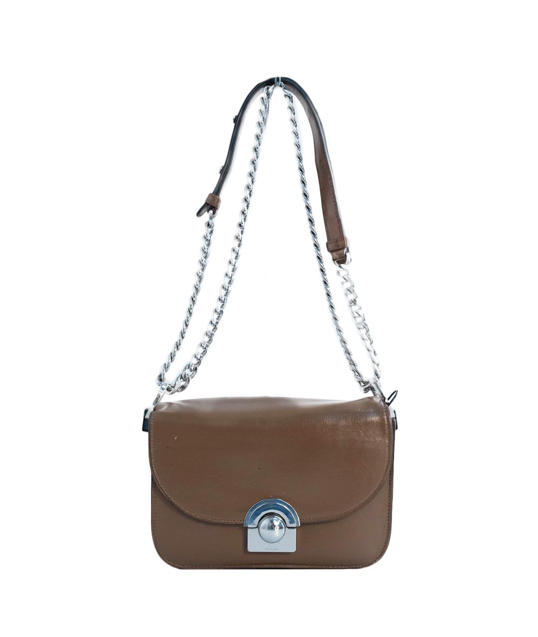 PRADA Коричневая кожаная сумка через плечо, фото 1