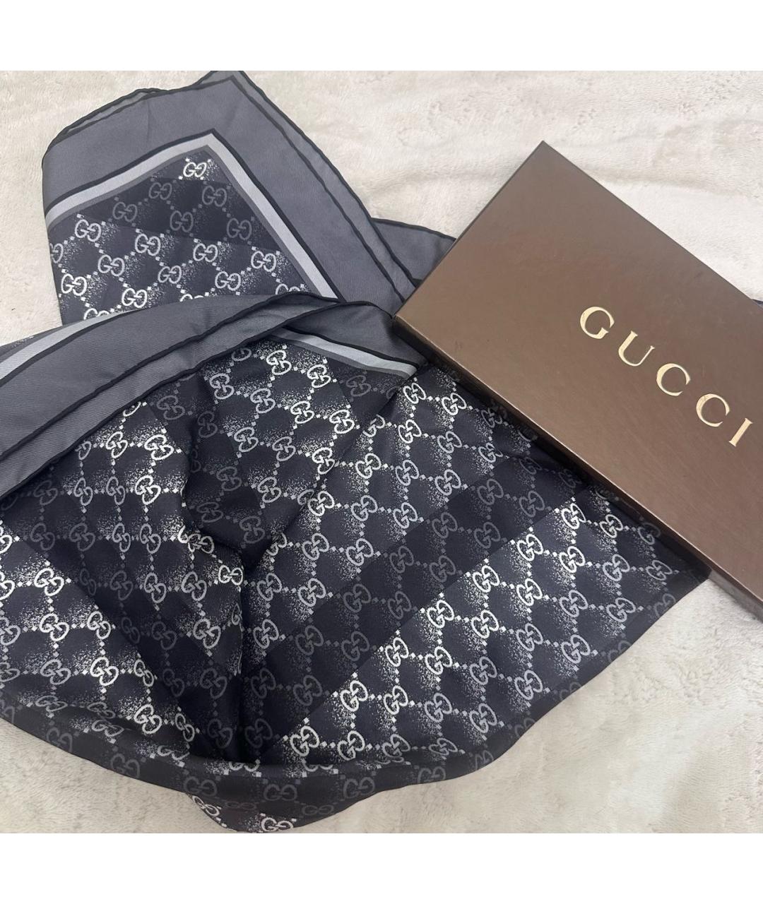 GUCCI Синий шелковый платок, фото 5