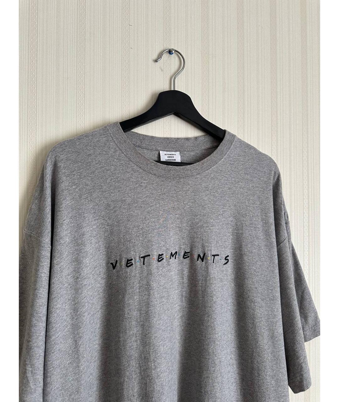 VETEMENTS Серая хлопковая футболка, фото 2
