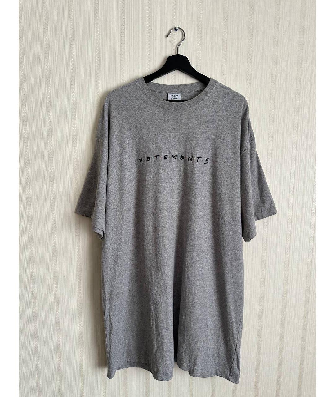 VETEMENTS Серая хлопковая футболка, фото 6