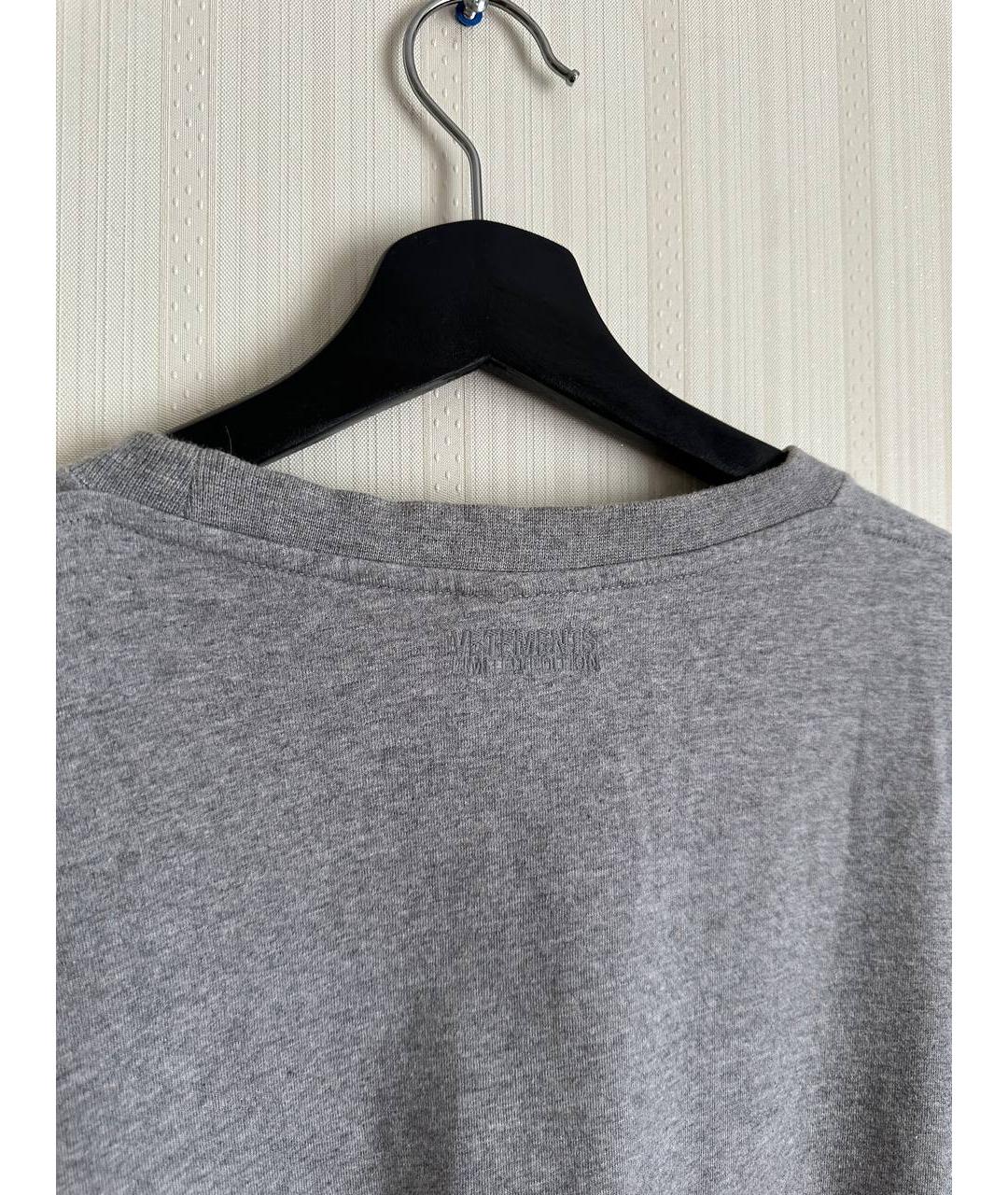 VETEMENTS Серая хлопковая футболка, фото 3