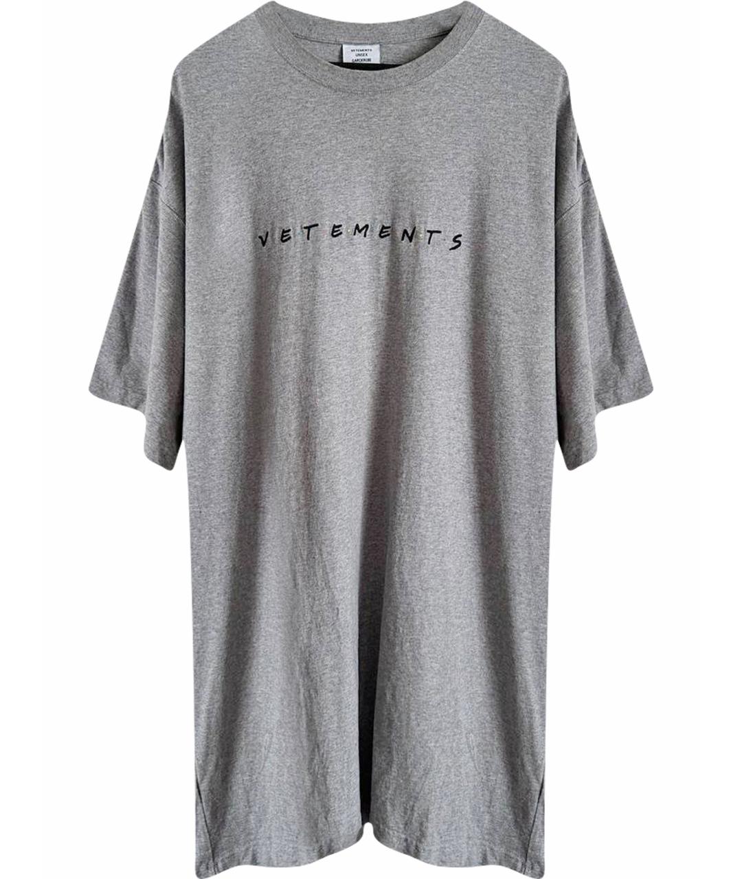 VETEMENTS Серая хлопковая футболка, фото 1