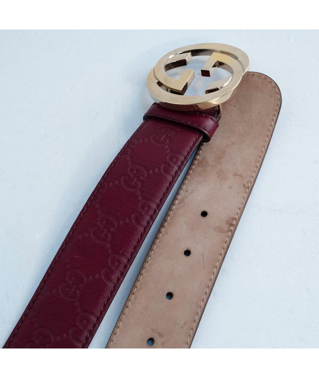 GUCCI Бордовый кожаный ремень, фото 3