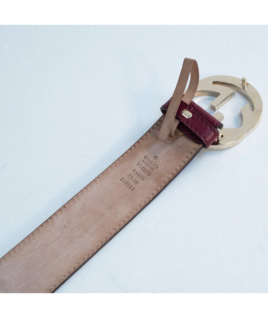 GUCCI Бордовый кожаный ремень, фото 4