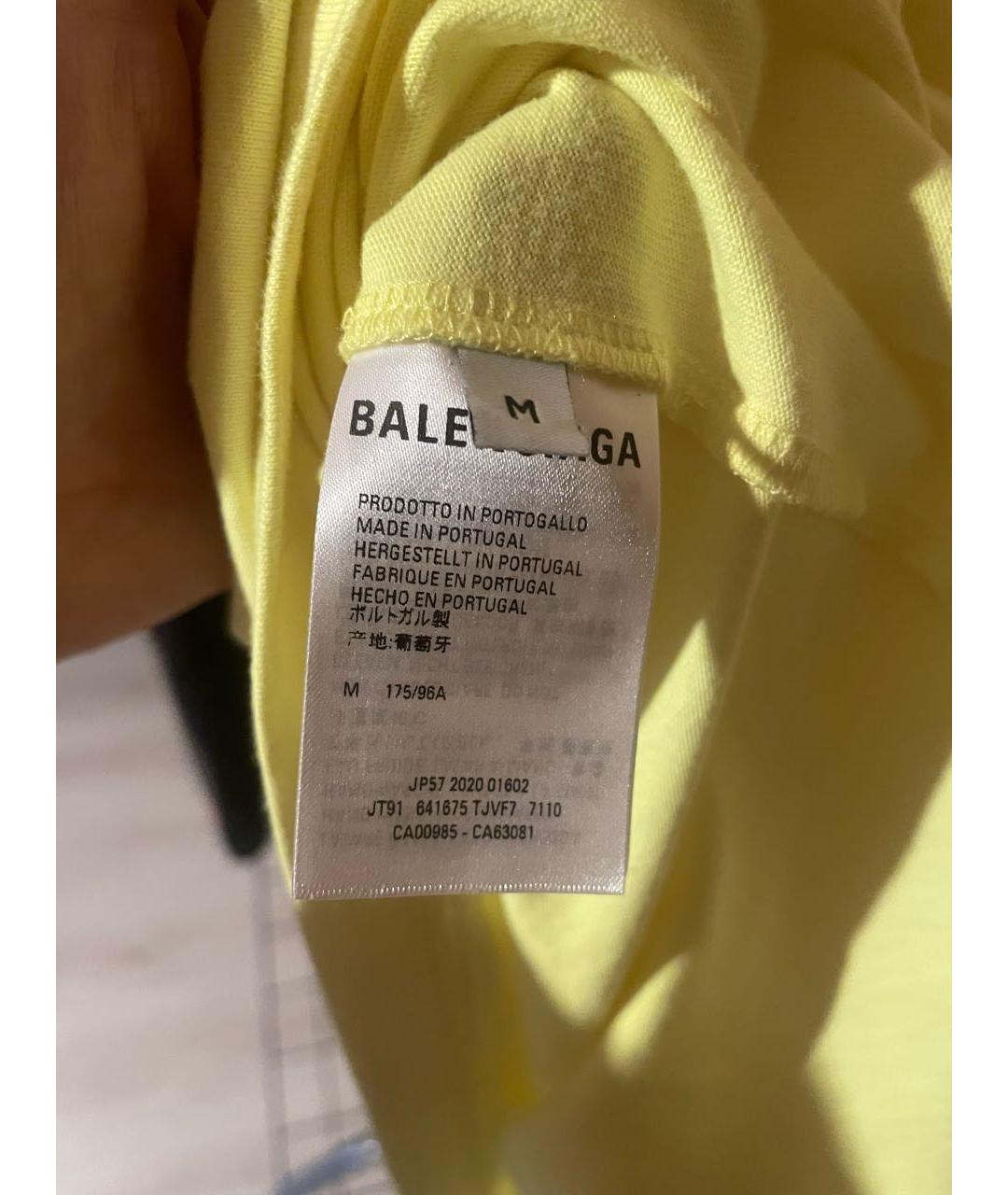 BALENCIAGA Желтая хлопко-леновая футболка, фото 4