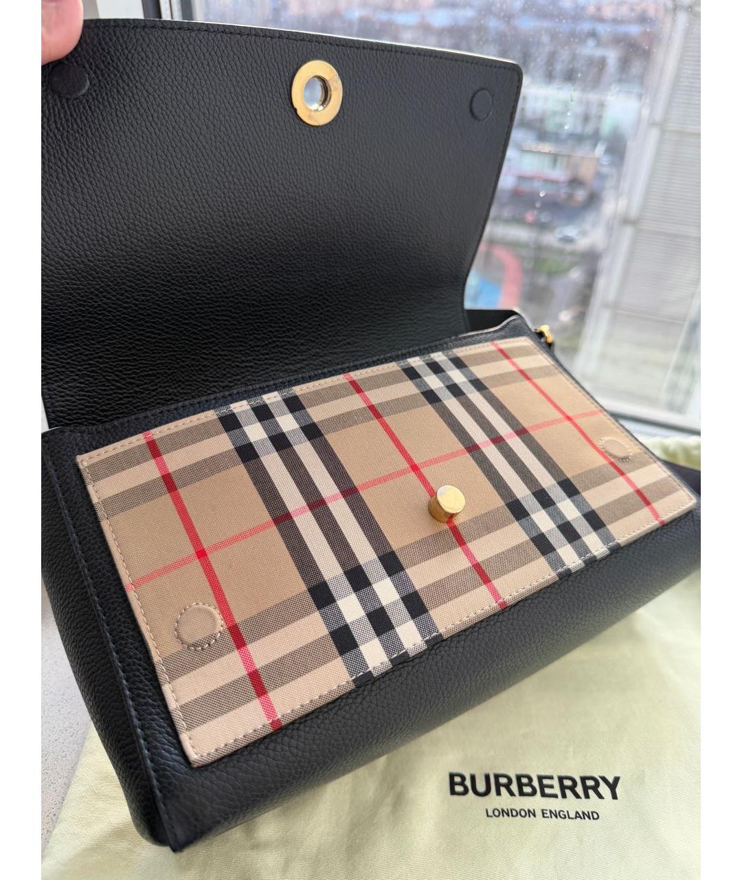 BURBERRY Черная кожаная сумка через плечо, фото 7