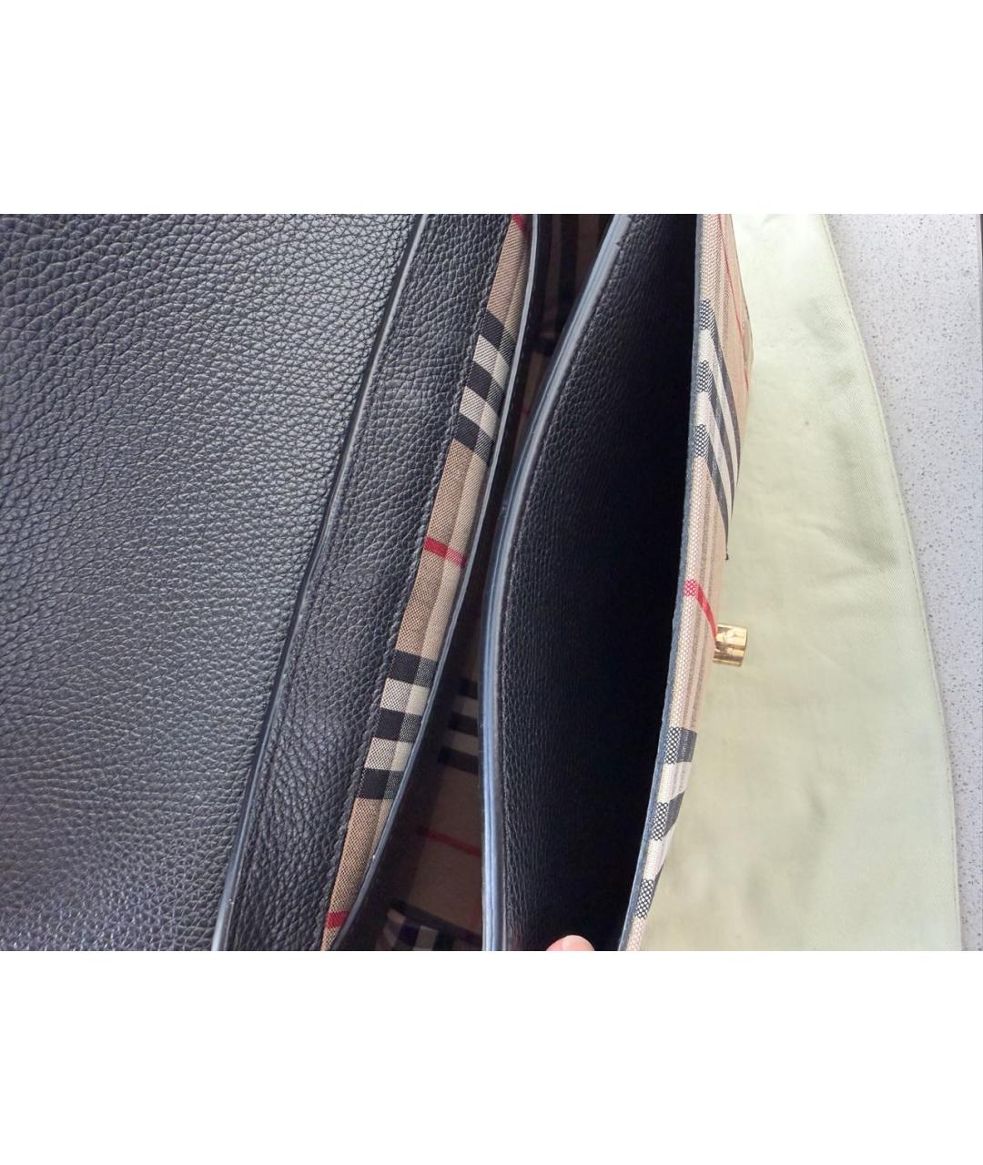 BURBERRY Черная кожаная сумка через плечо, фото 8