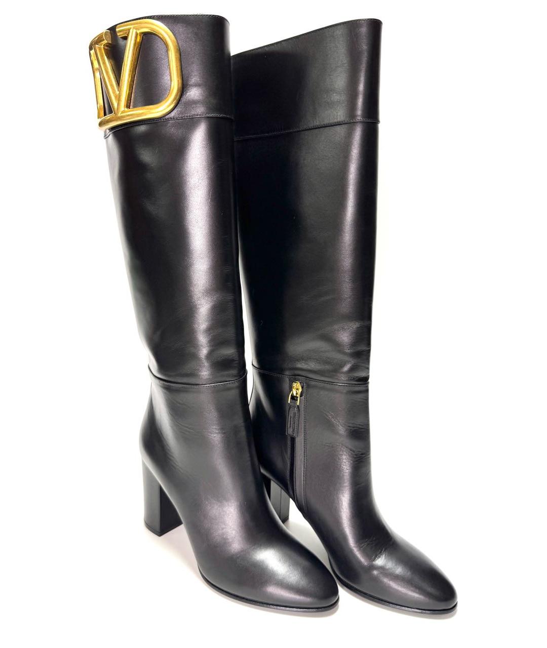 VALENTINO Черные кожаные сапоги, фото 3