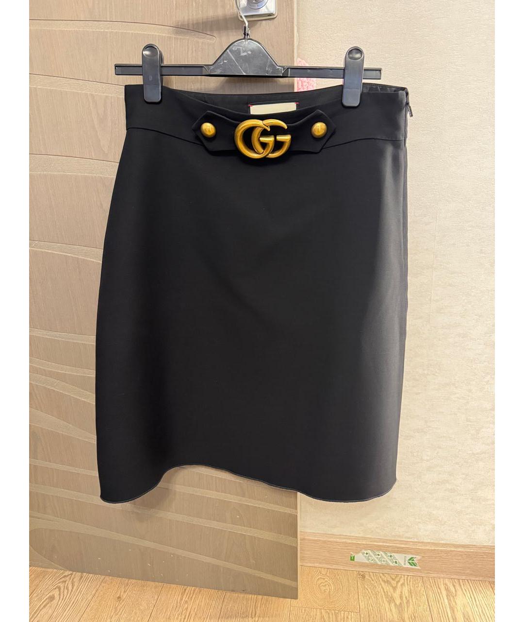 GUCCI Черная шерстяная юбка миди, фото 9