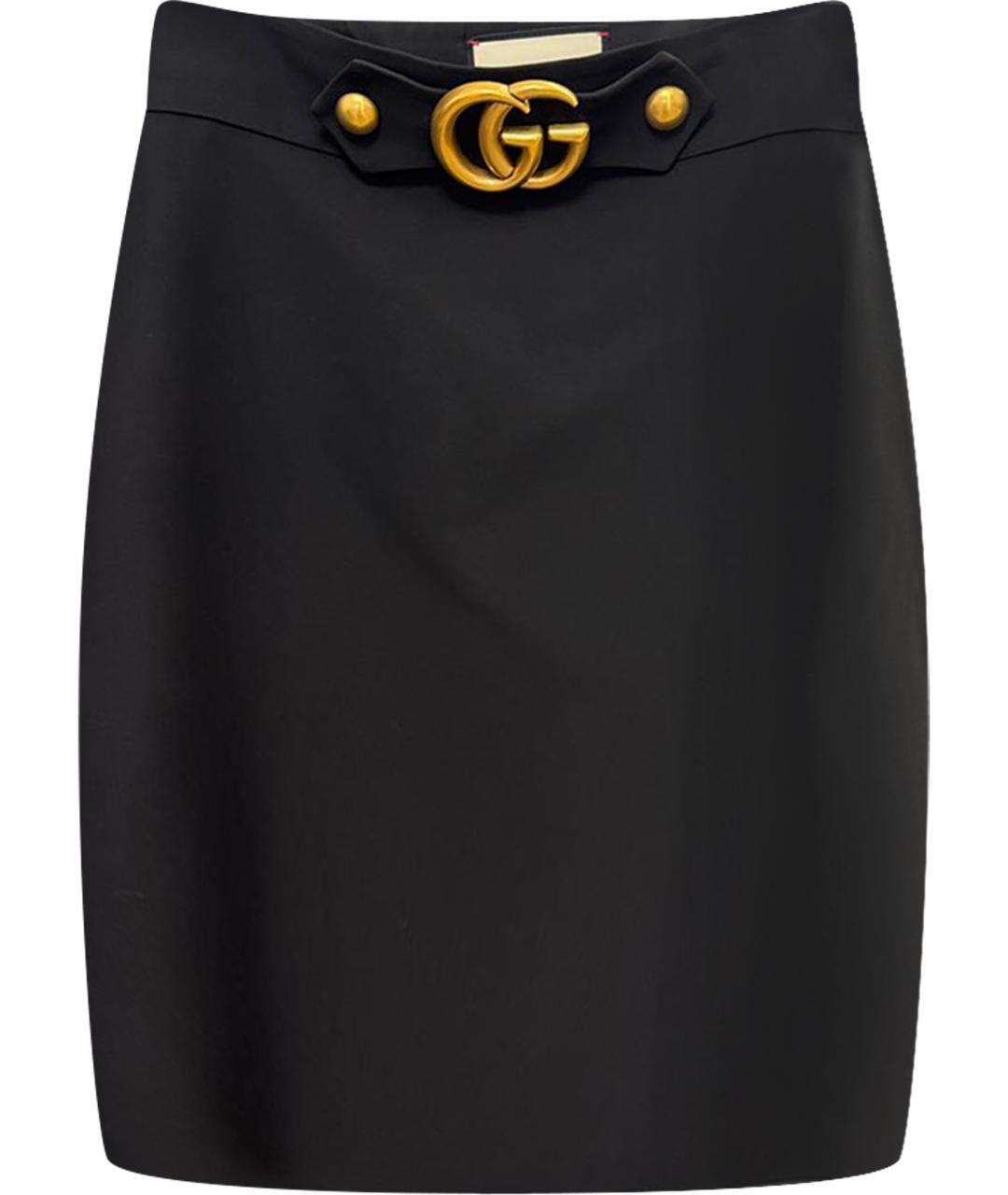 GUCCI Черная шерстяная юбка миди, фото 1