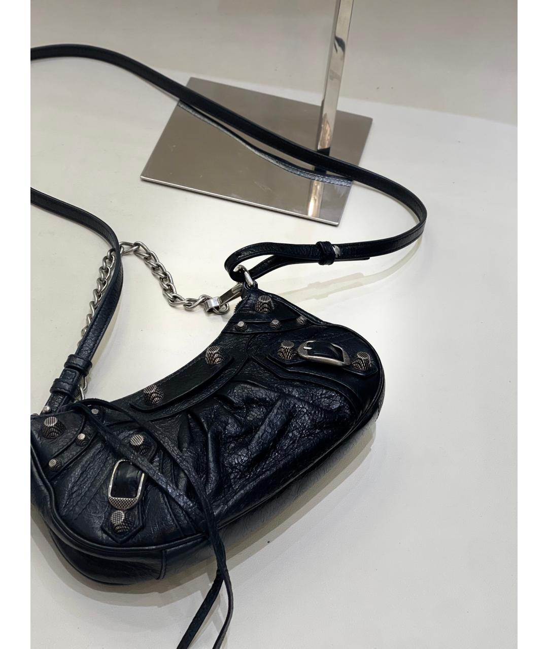 BALENCIAGA Черная кожаная сумка через плечо, фото 5